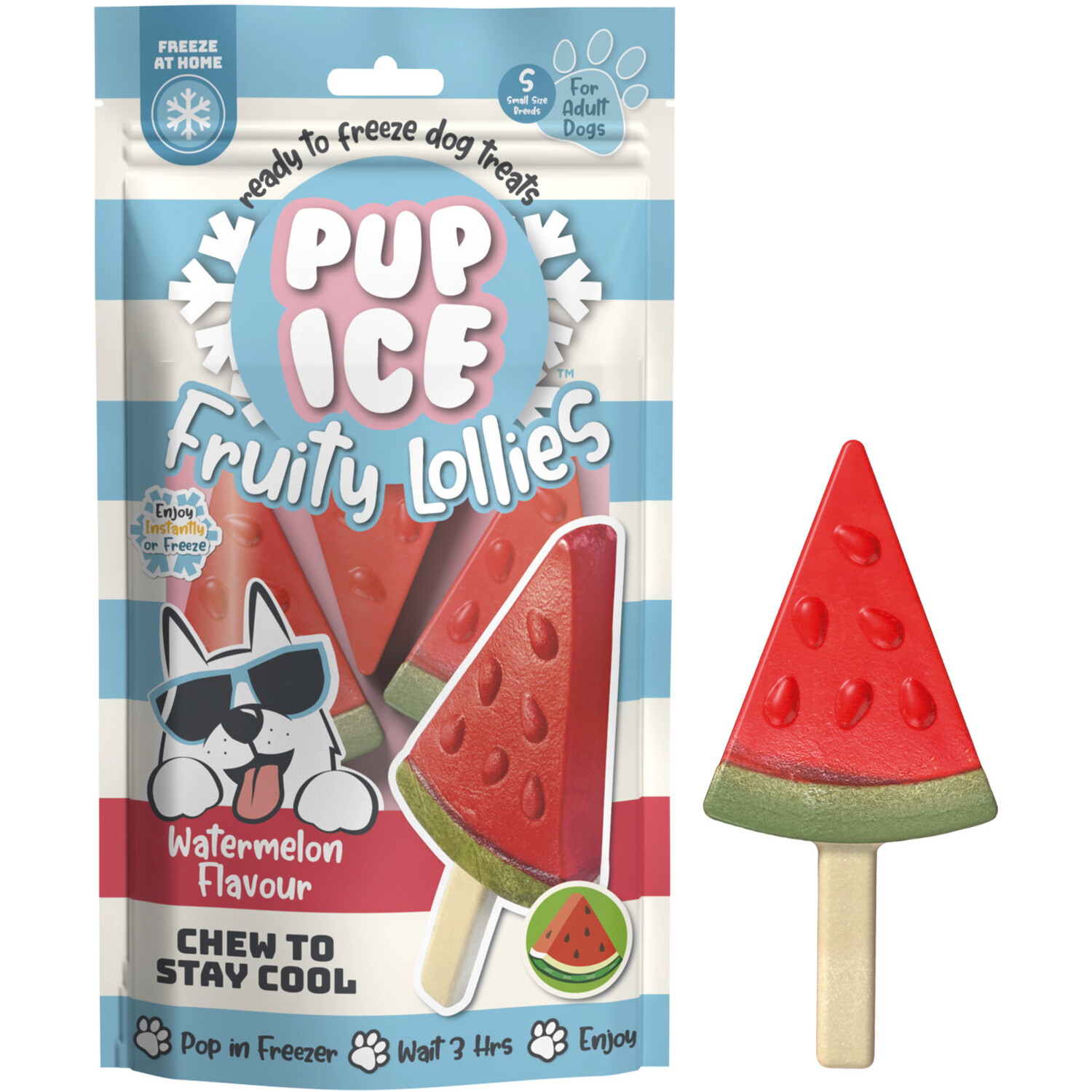 Pack of 3 Pup Ice Watermelon Fruity Lolly Dog Treats Image