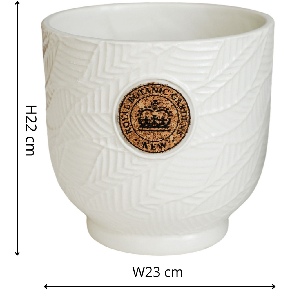 Ivyline Kew Ivory Leaf Embossed Cork Reactive Glaze Indoor Planter 23cm Image 5