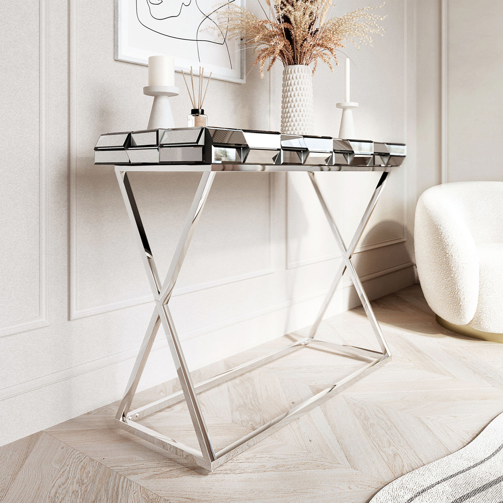 CARME Home Knightsbridge Silver Console Table Image 4