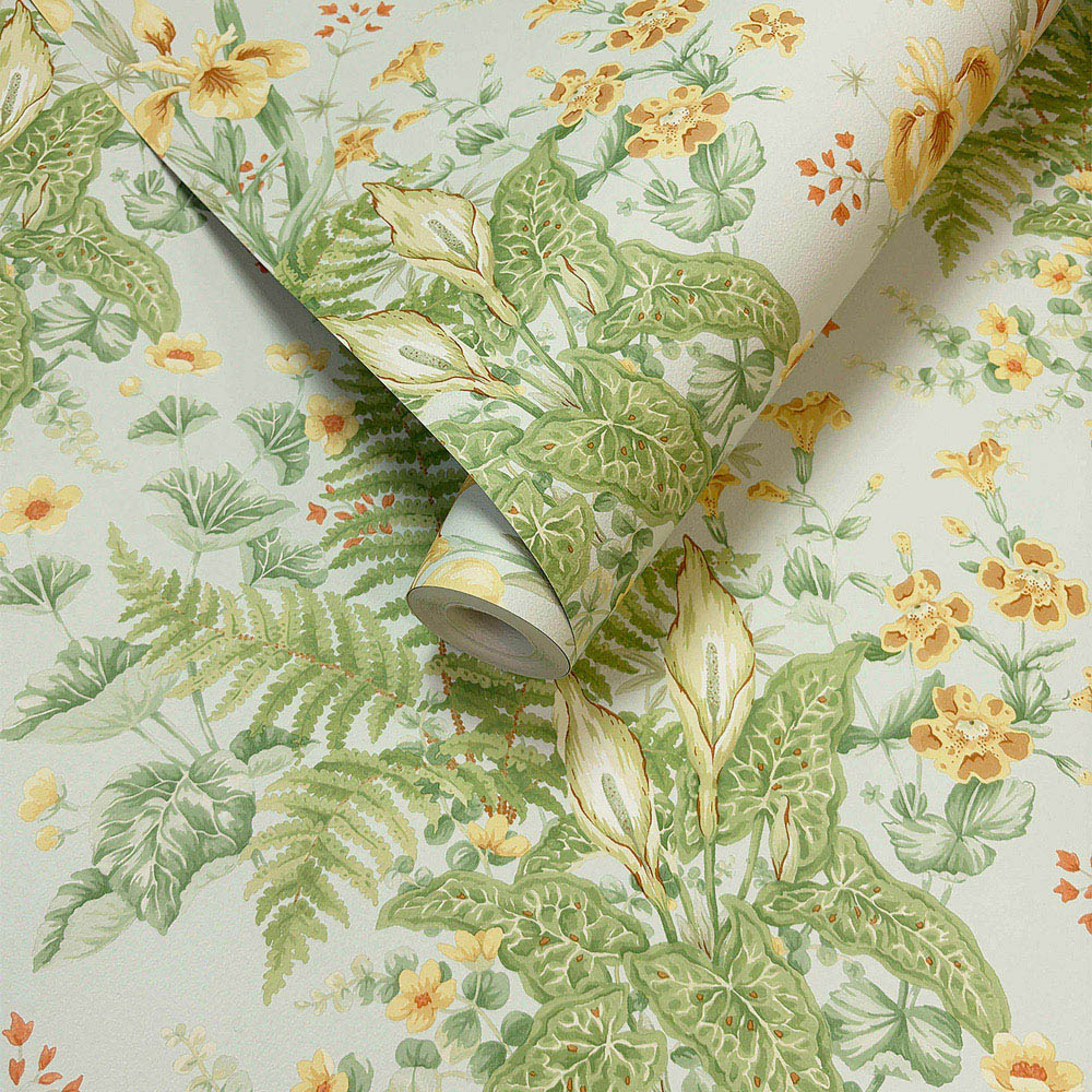 Rasch Wallpaper Chelsea Ferns Yellow and Mint Wallpaper Image 2