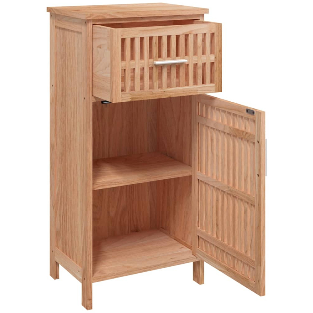 vidaXL Single Door Single Drawer Solid Walnut Wood Bathroom Cabinet Image 4