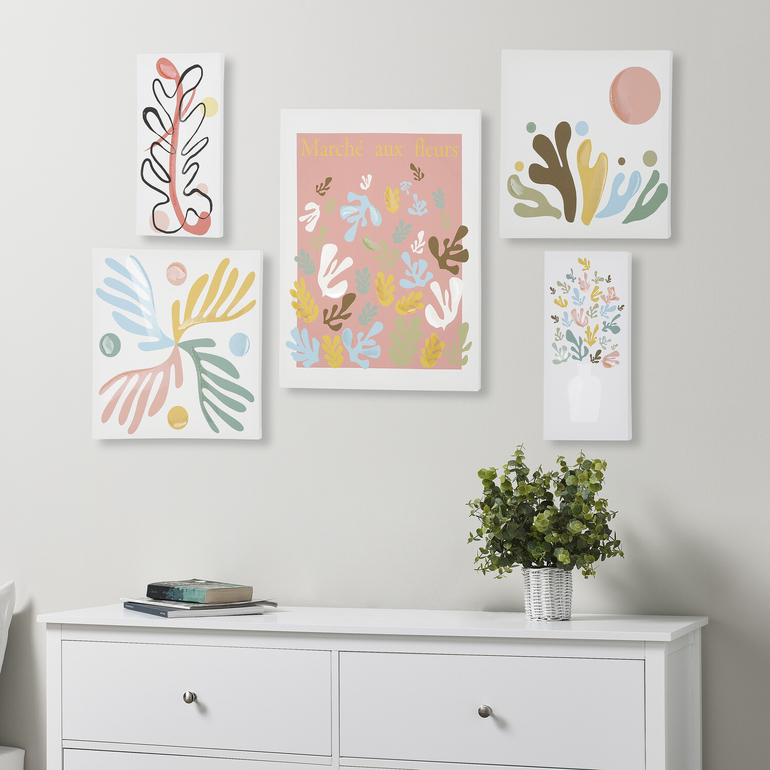 Matisse Inspired White Wall Art 5 Pack Image 2