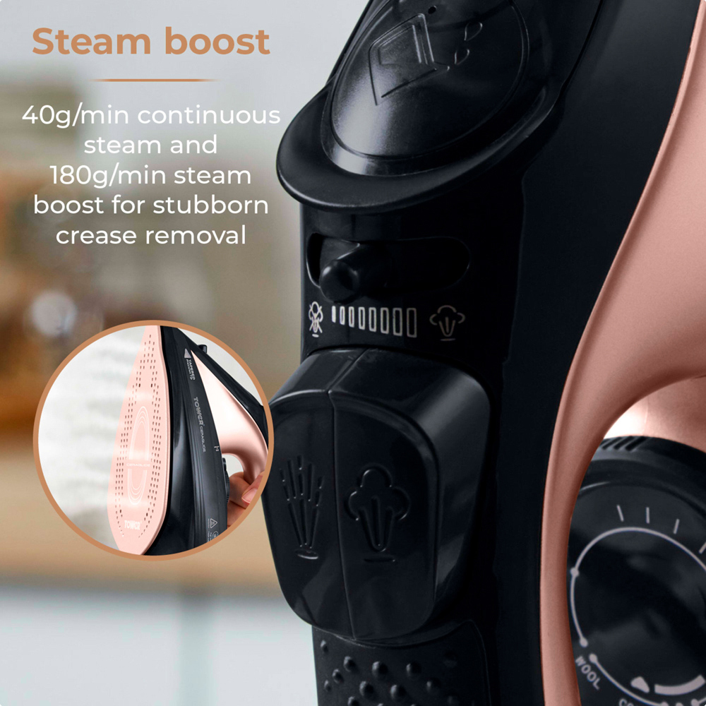 Tower CeraGlide Rose Gold Cord and Cordless Steam Iron 2400W Image 6