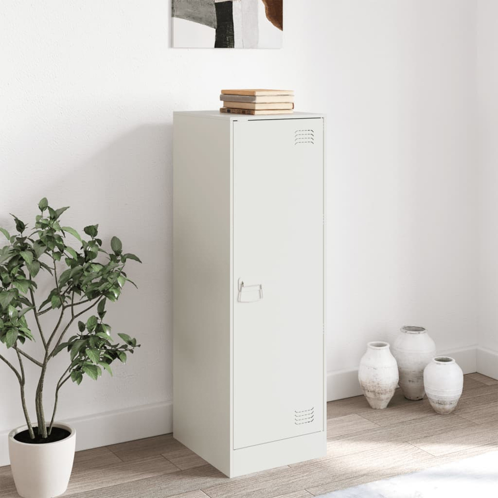 vidaXL Single Door Steel White Sideboard Image 9