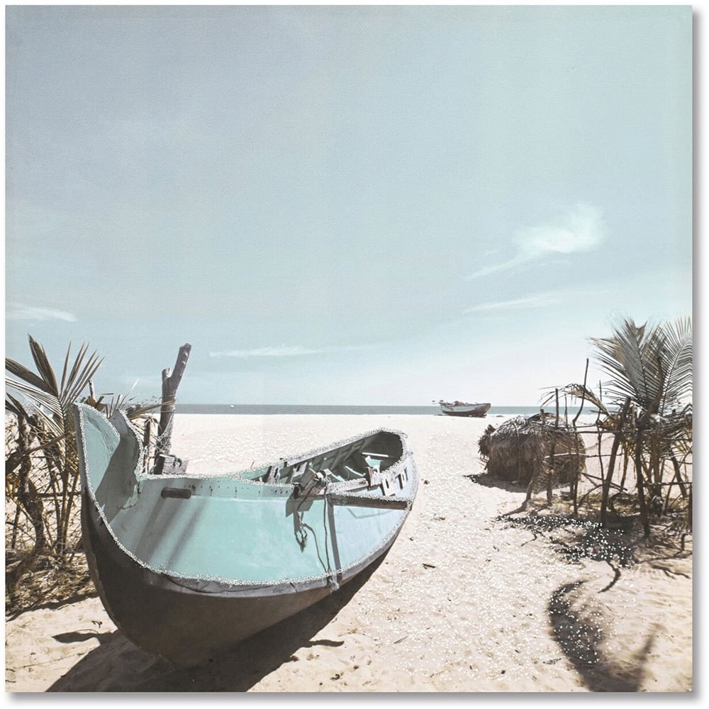 Blue Beach Views Glitter Canvas Image 1