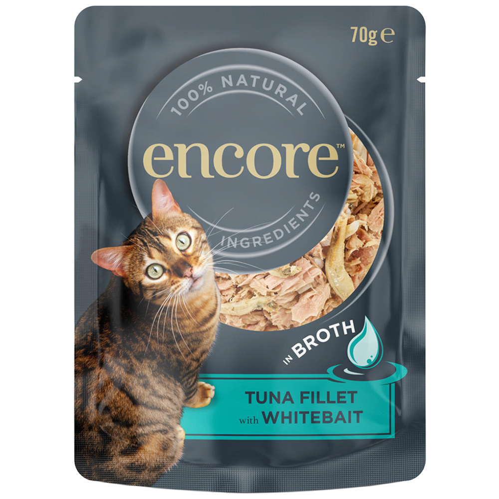 Encore in Broth Tuna Fillet with Whitebait Adult Cat Food 70g Image 1