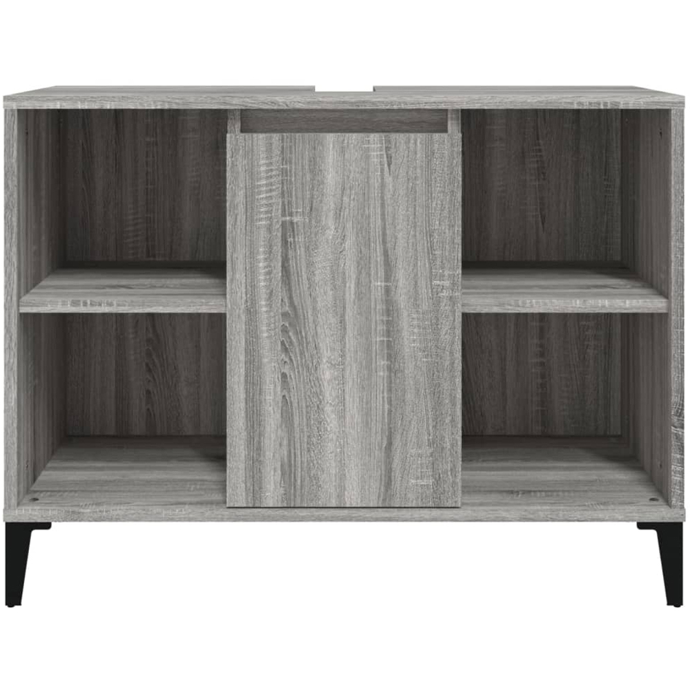 vidaXL Single Door 4 Shelf Grey Washbasin Cabinet Image 5