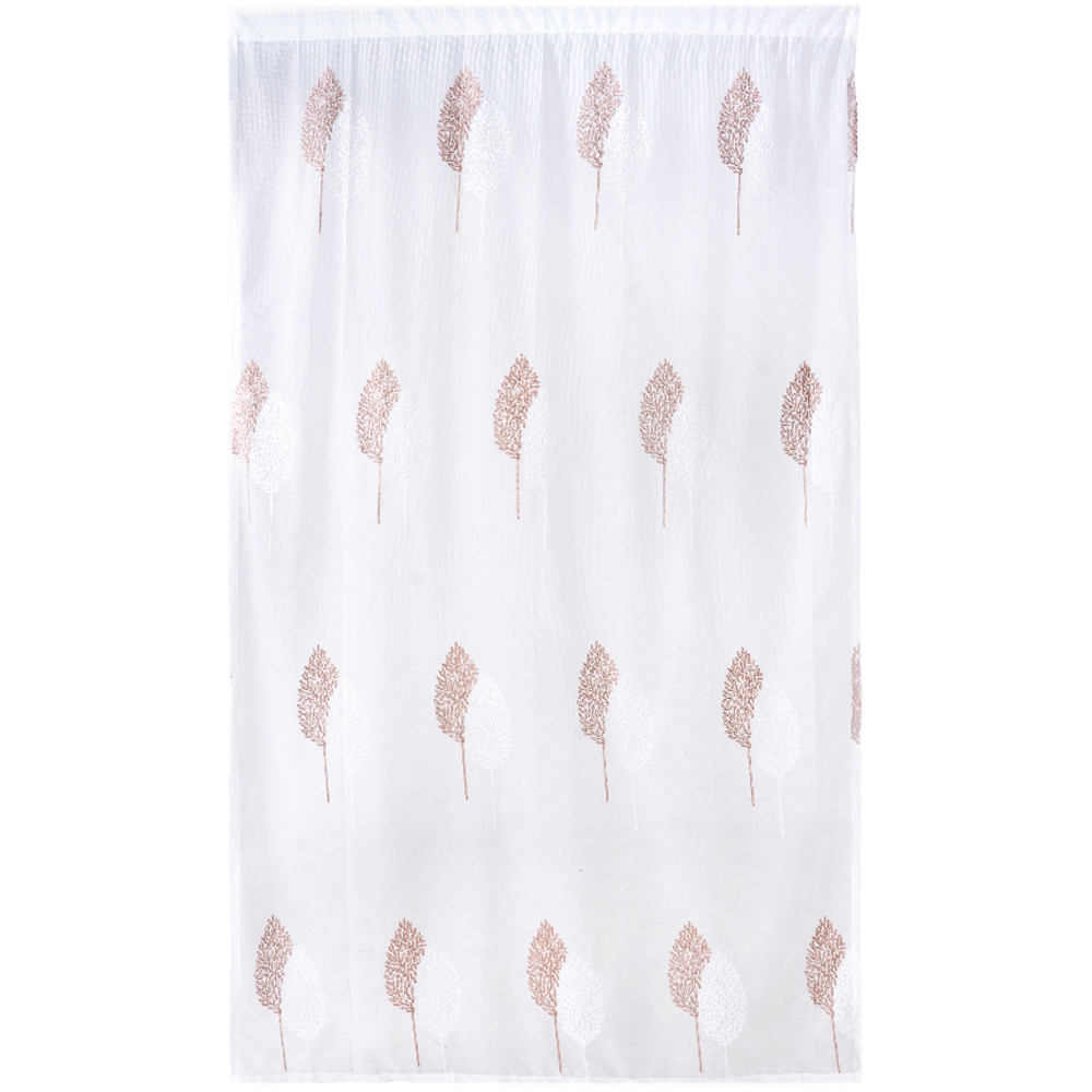 Living and Home Semi-Sheer Embroidered Leaf Curtains 130 x 240cm Image 2