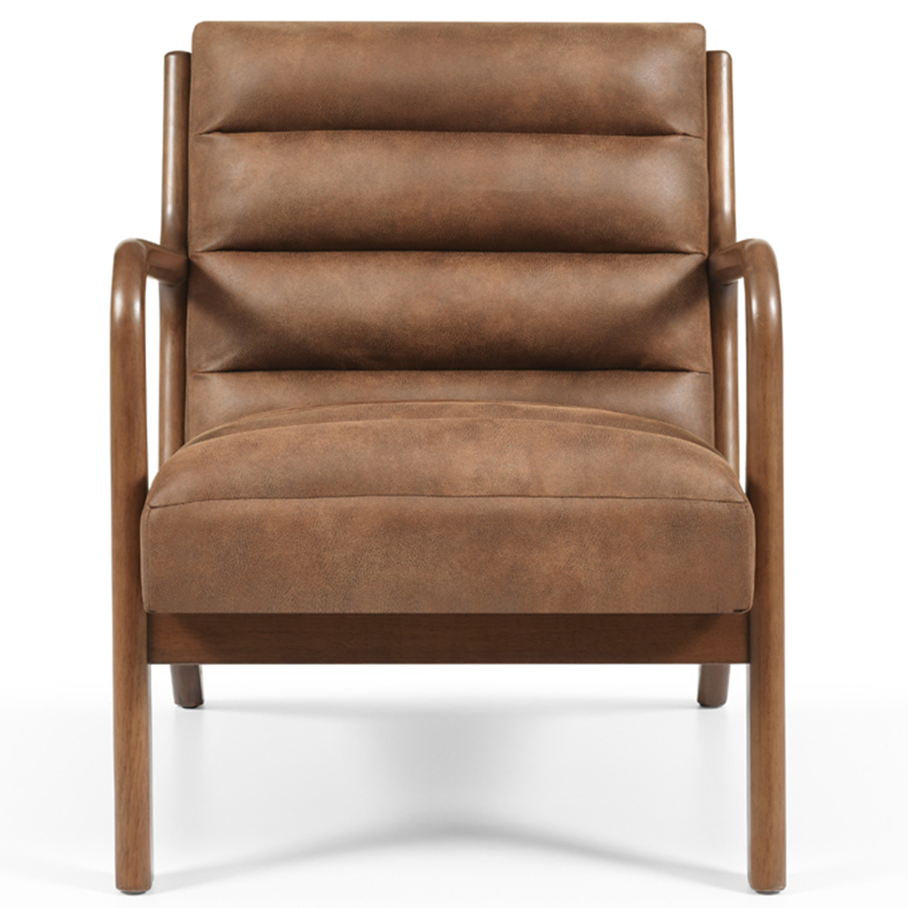 Otis Brown Ribbed PU Chair Image 2