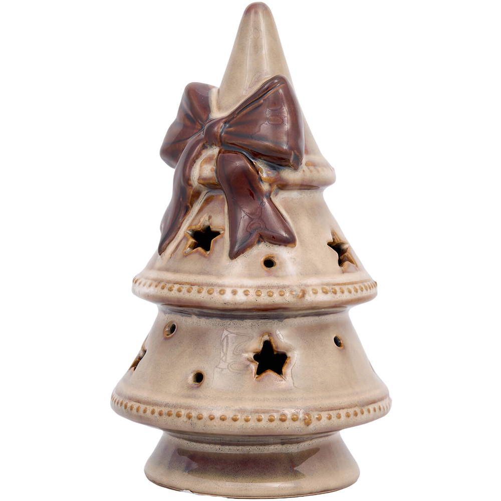 LED Glazed Brown Bow Christmas Tree Ornament Image 3
