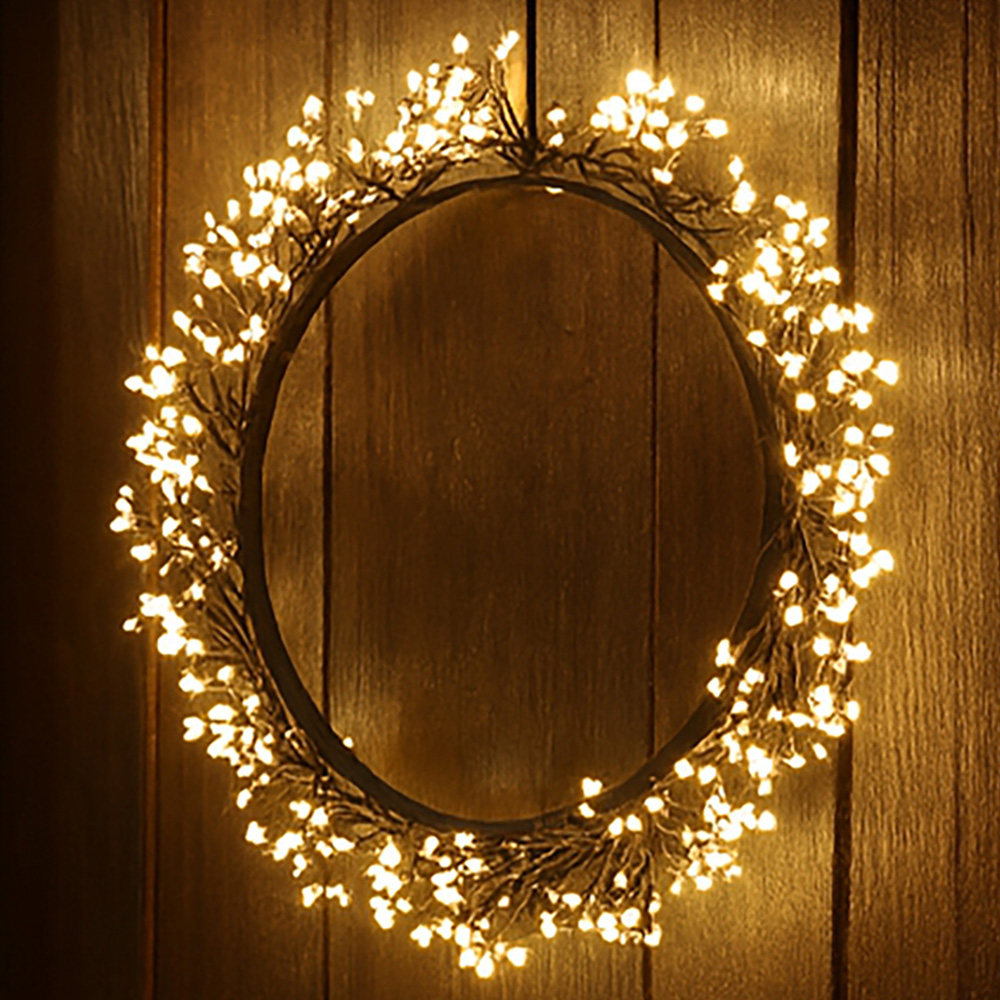 Xmas Haus Black 900 Warm White Micro LED Christmas Wreath 35cm Image 1