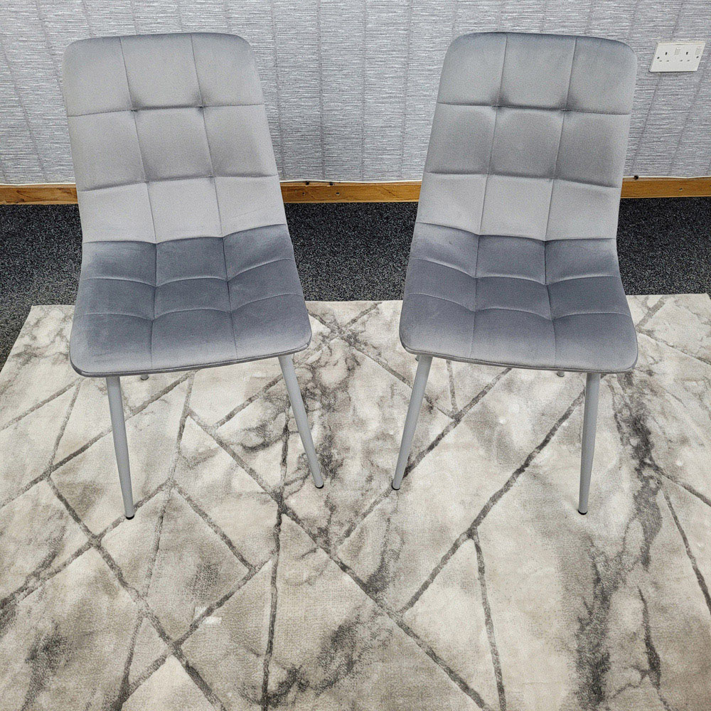 Denver Set of 2 Grey Velvet Dining Chairs Image 6