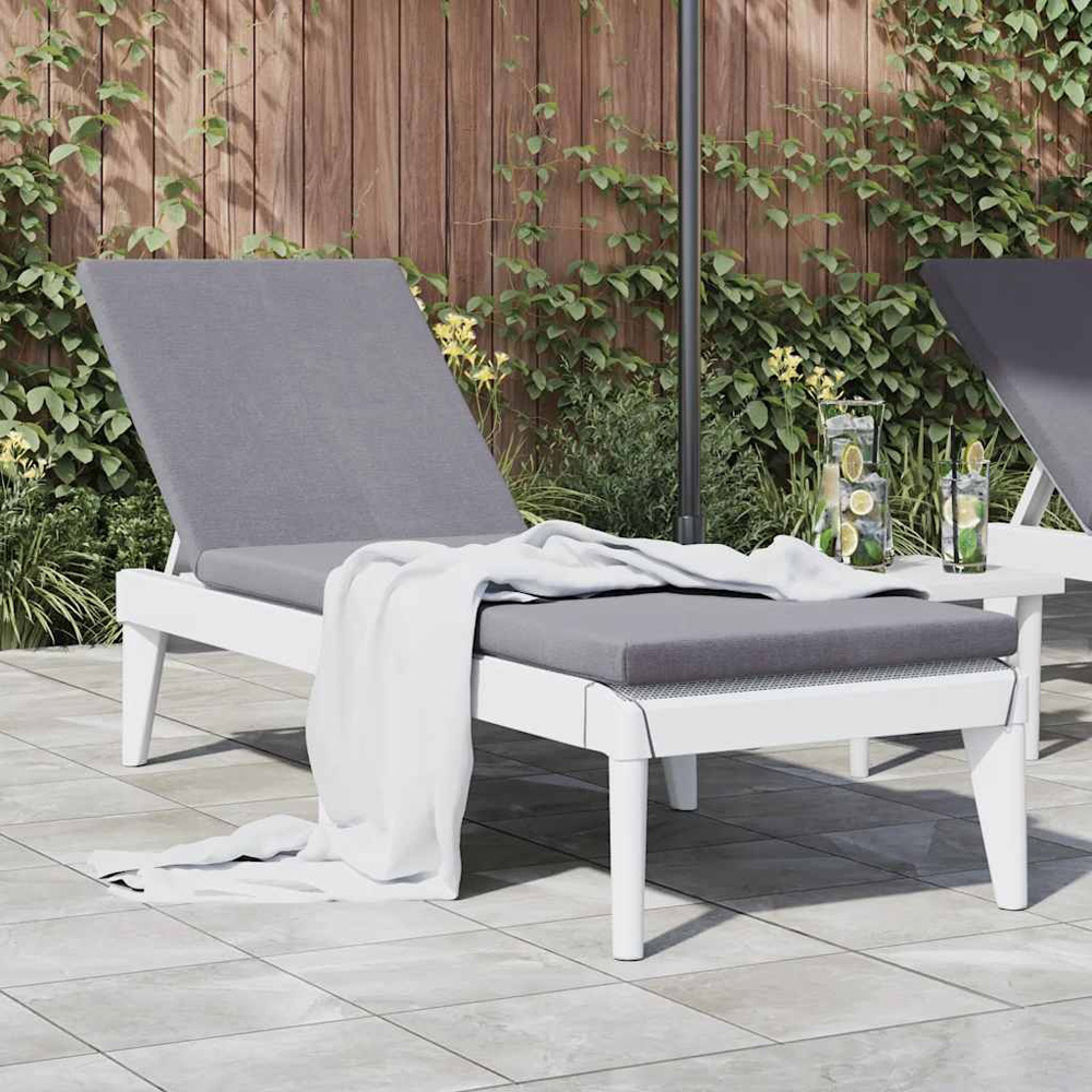 Walplus White Jute 4 Position Adjustable Sun Lounger Image 1