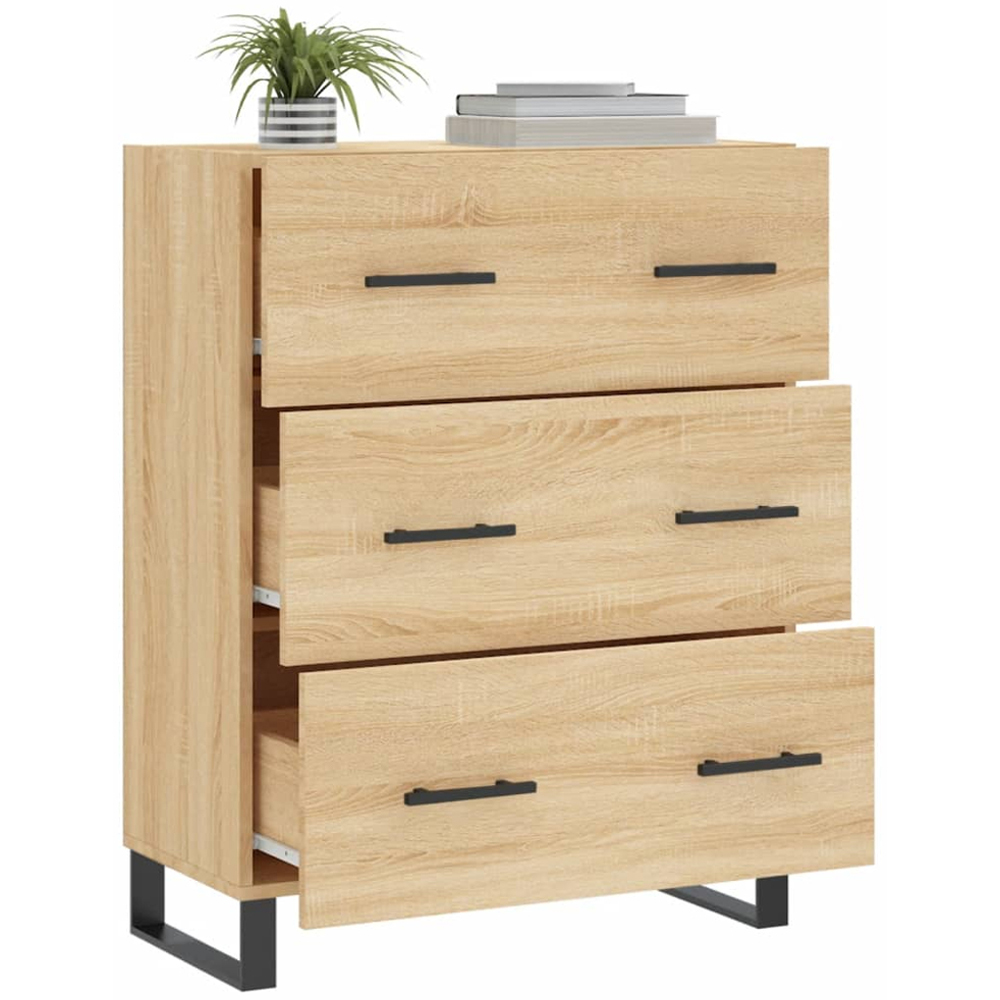 vidaXL 3 Drawer Sonoma Oak Small Sideboard Image 4