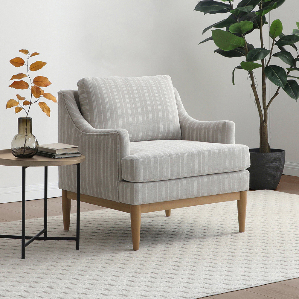 Brody Natural Strip Chenille Padded Back Armchair Image 6