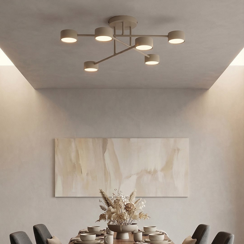 Emibig Halo 6 Light Sphere Shade Beige Cross Arm Design GX53 Ceiling Pendant Light Image 2