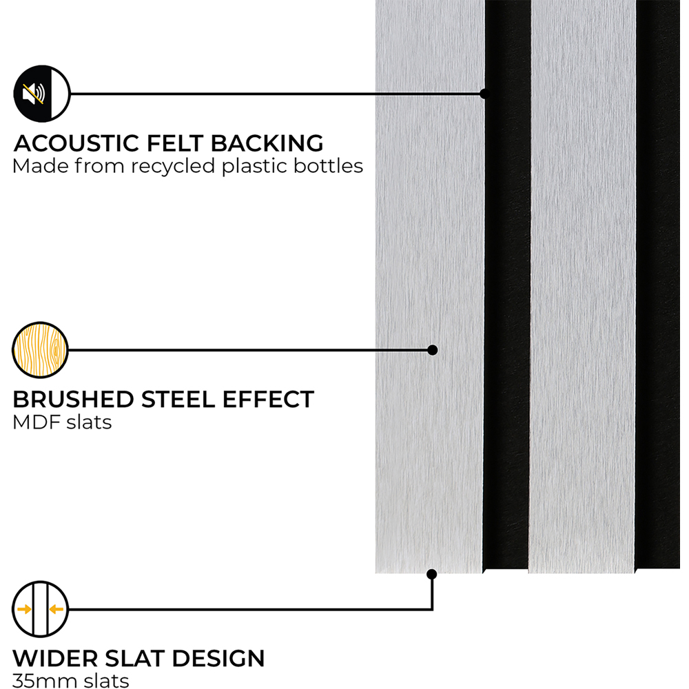 Fuse Acoustic Brushed Steel Wooden Wall Panel 2.4 x 0.6m Image 6