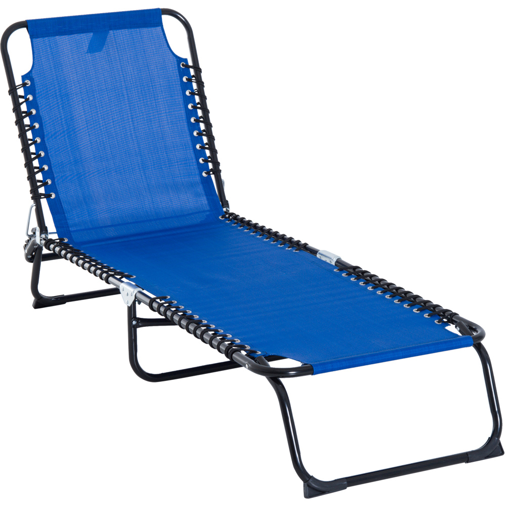 Outsunny Blue Reclining Folding Sun Lounger Image 2
