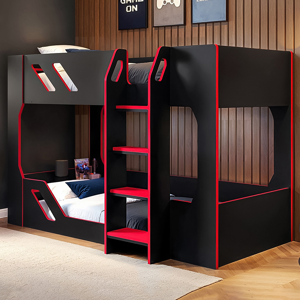 Recoil Shuttle Black and Red Bunk Bed | Wilko