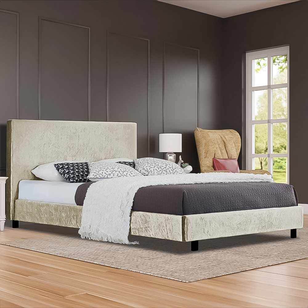 Brooklyn Double Cream Crushed Velvet Bed Frame Image