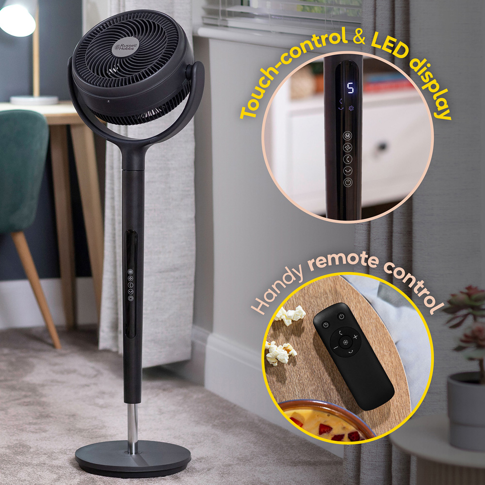 Russell Hobbs Grey Height Adjustable Oscillating Pedestal Circulator Fan with Remote 8 inch Image 5