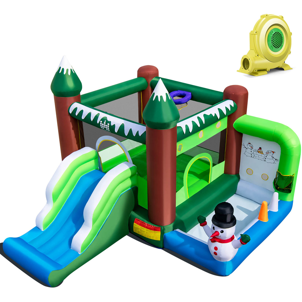Costway Winter Themed Inflatable Bounce House with Blower 680W Image 1