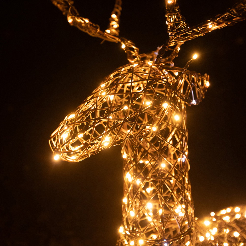 The Christmas Centre 330 LED Brown Weave Light-Up Flying Stag Reindeer 5ft Image 3