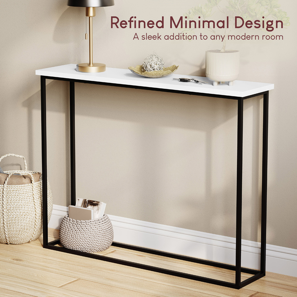 VIDA DESIGNS White and Black Metal Leg Console Table Image 7