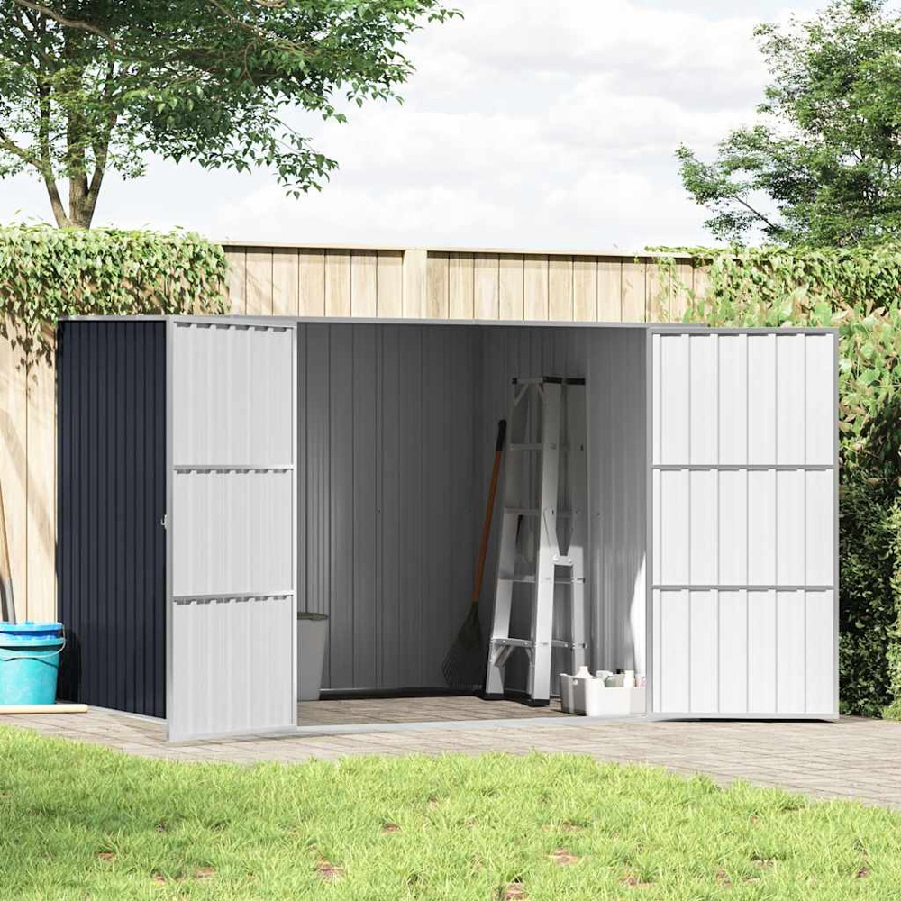 vidaXL 6.4 x 6.5ft Anthracite Galvanised Steel Pent Garden Shed Image 2