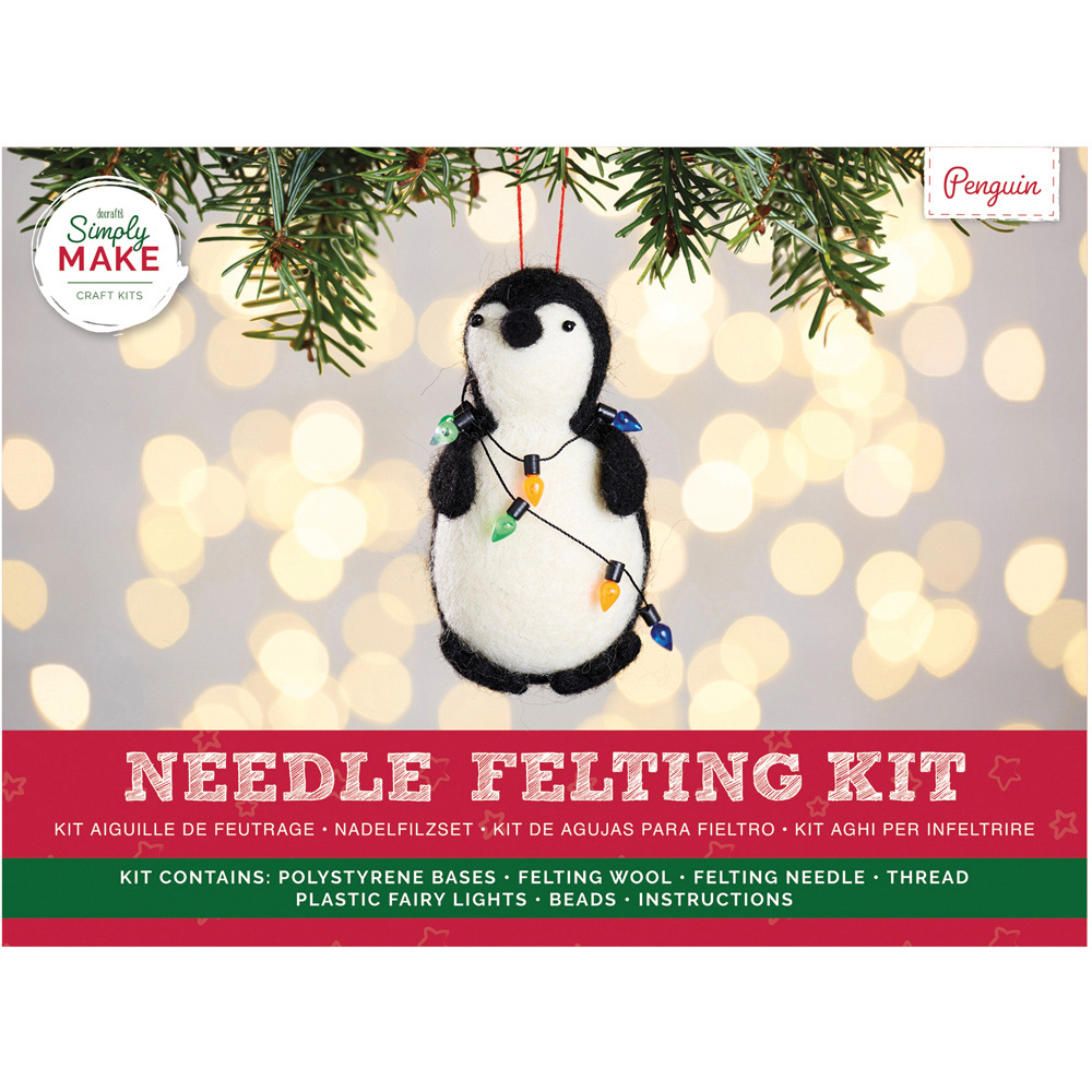 Simply Make Penguin with Fairy Lights Needle Felting Kit Image 1