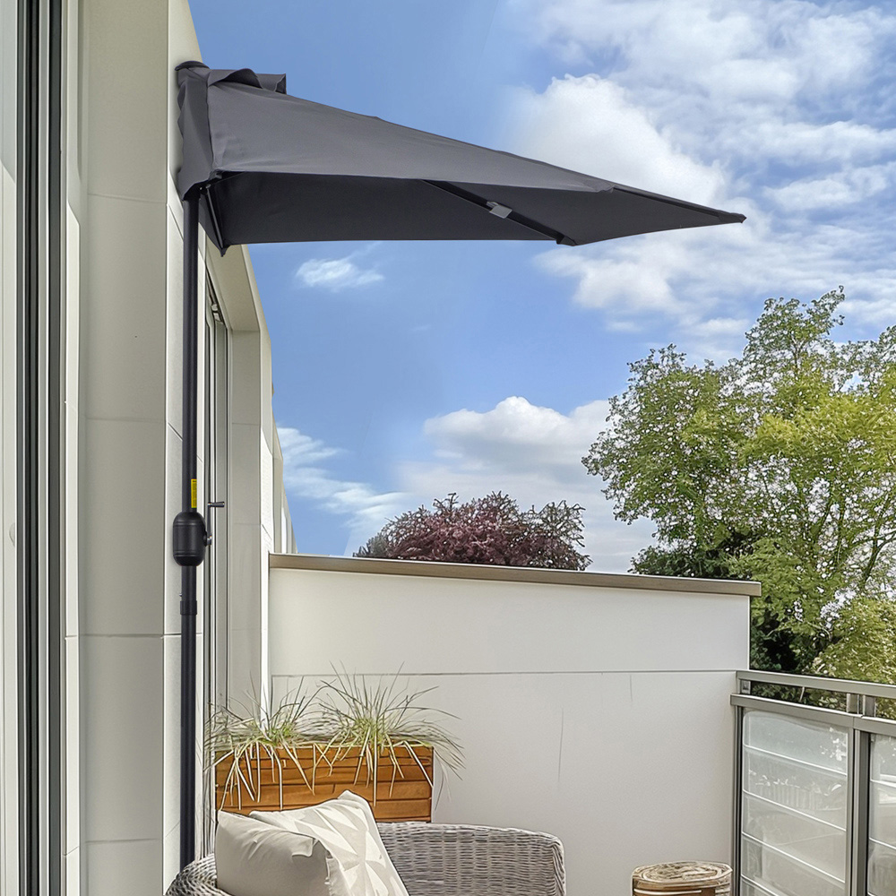 Outsunny Metal Frame Half Round Umbrella 2.7m Image 2