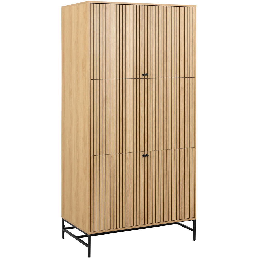Florence Albany 4 Door Black and Oak Wardrobe Image 2