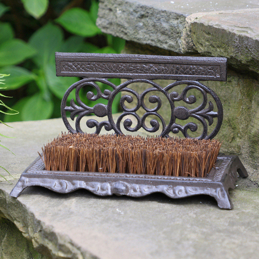 Dibor Brown Cast Iron Period Style Ornate Scrolled Boot Brush and Scraper Image 2