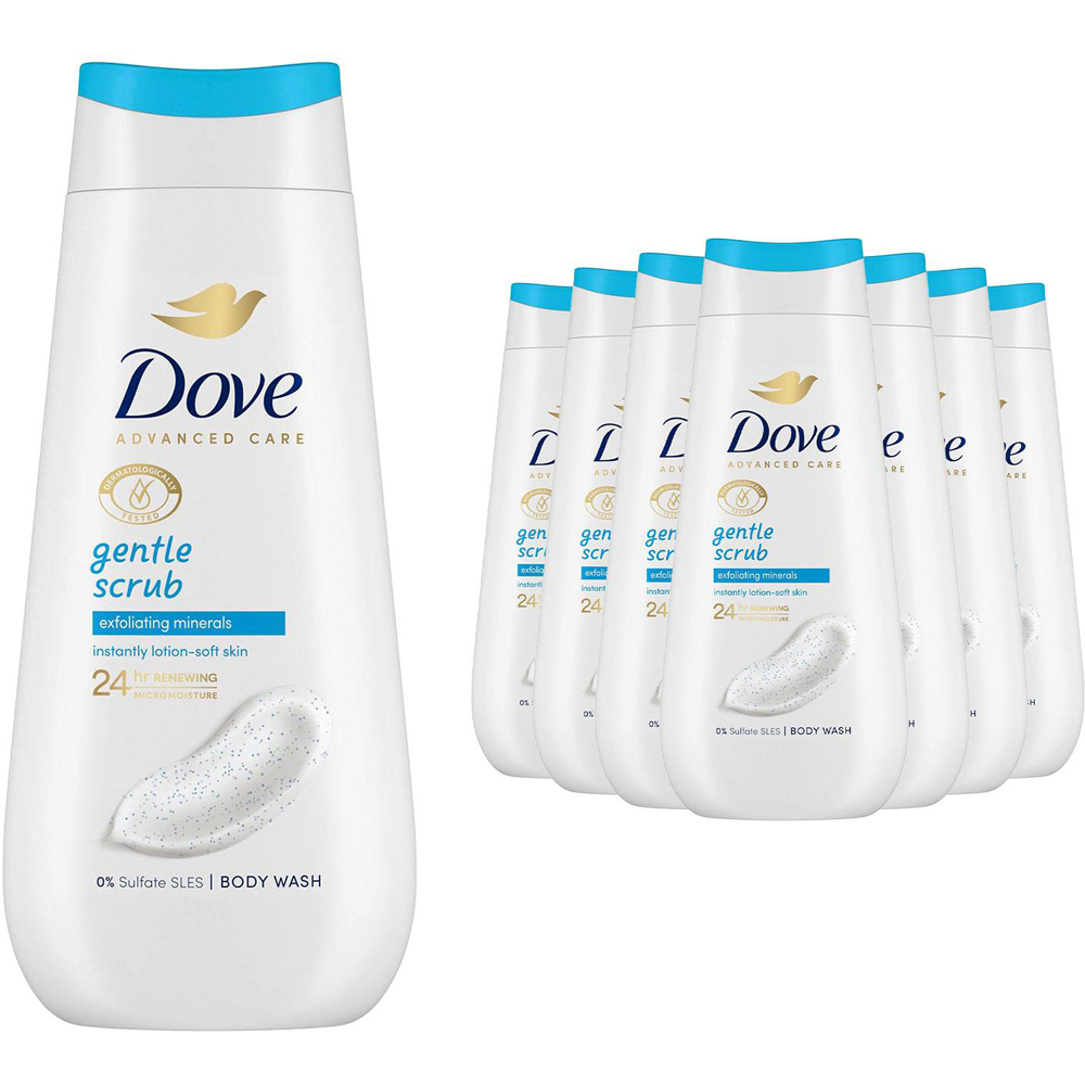 Dove Advanced Care Gentle Scrub Body Wash 225ml 8 Pack Image 1