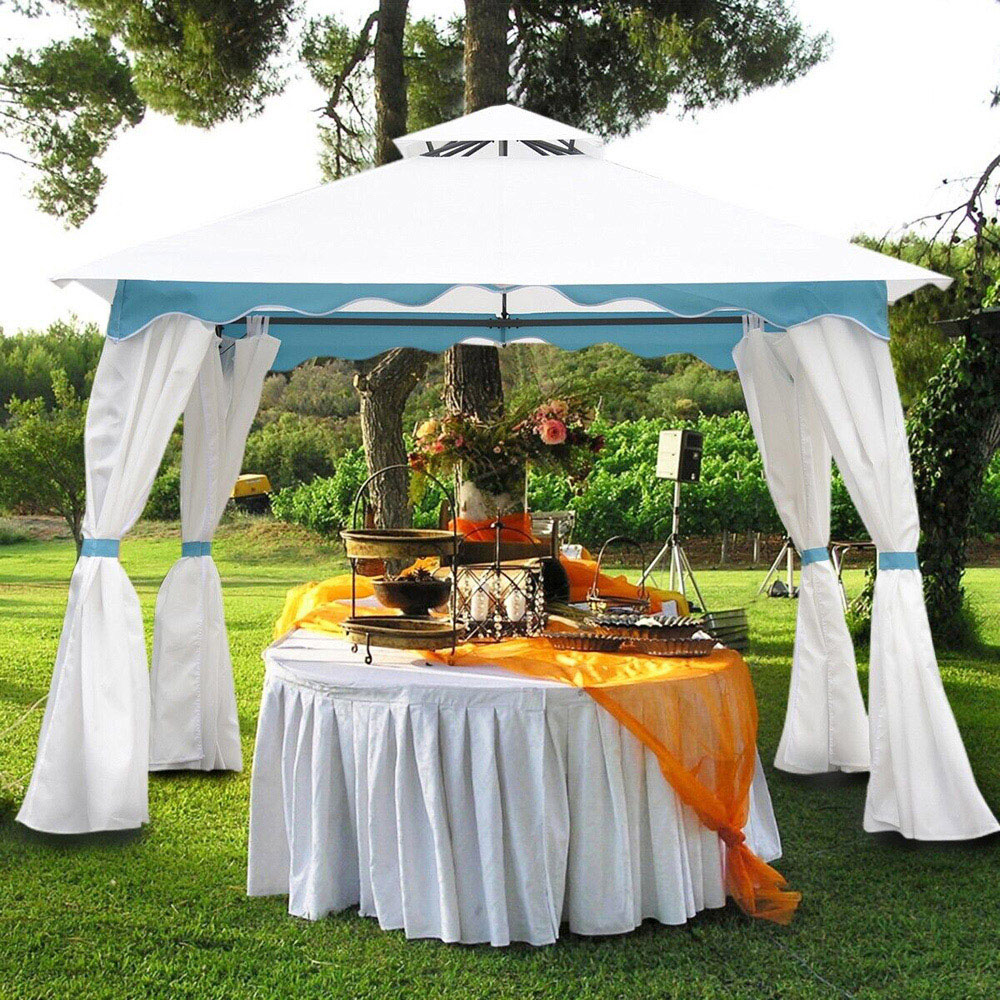 Costway 3 x 3m Garden Metal Gazebo with Side Walls Image 1
