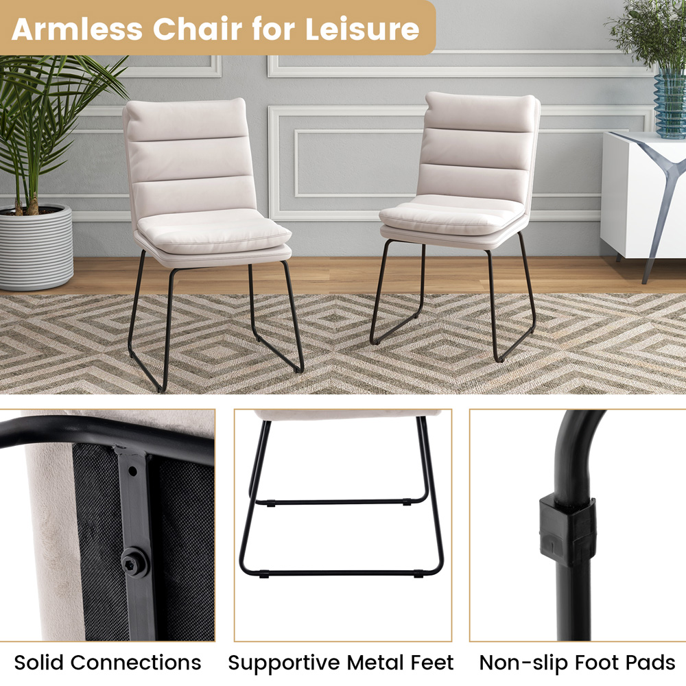 Costway White Upholstered Accent Chair Image 5