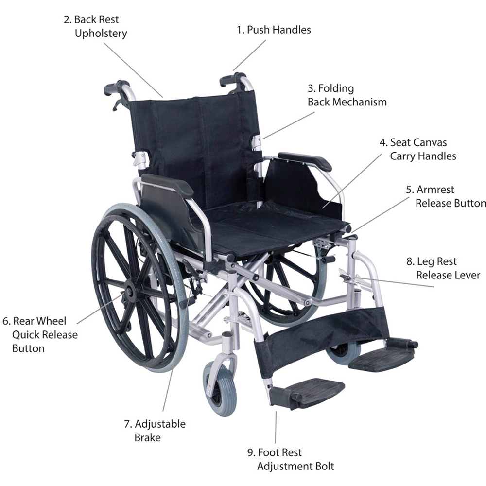 Aidapt Silver Steel Self propelled Wheelchair Image 7