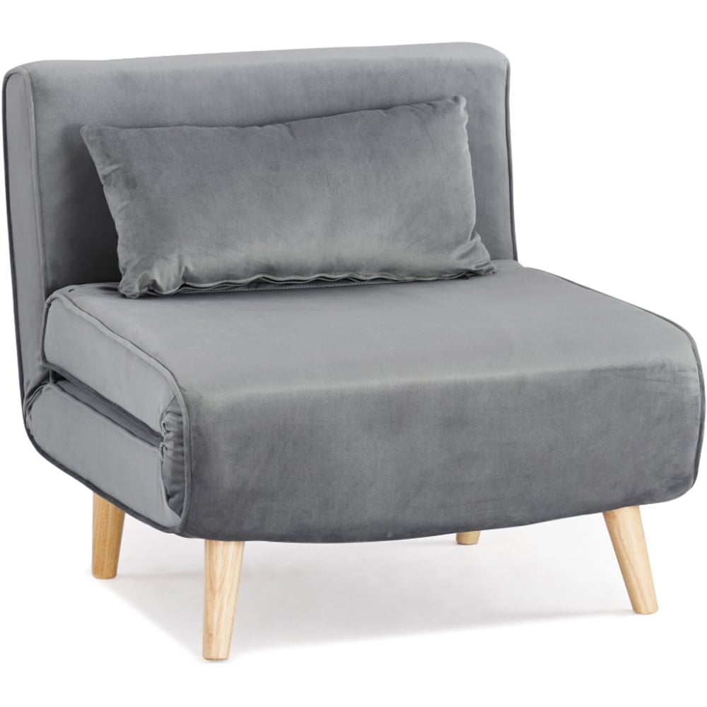 Home Detail Kendal Single Sleeper Grey Velvet Chair Bed Image 3