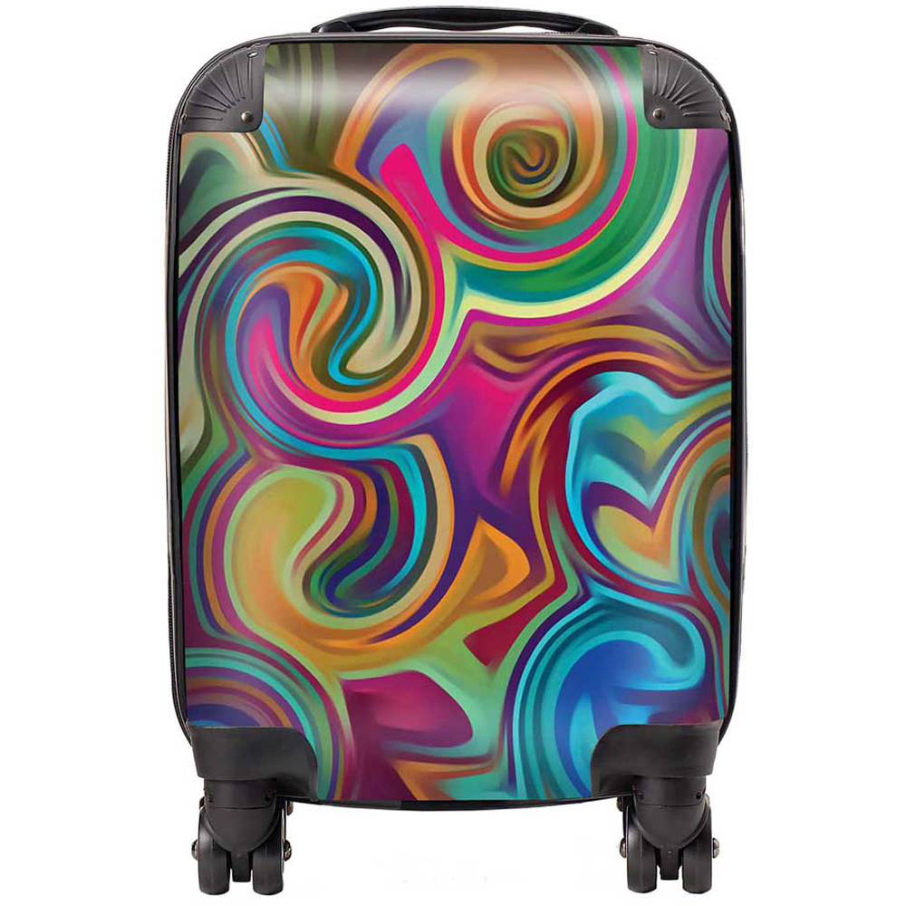 Warren Reed Designer Small Colourful Wave Pattern Suitcase Image 1
