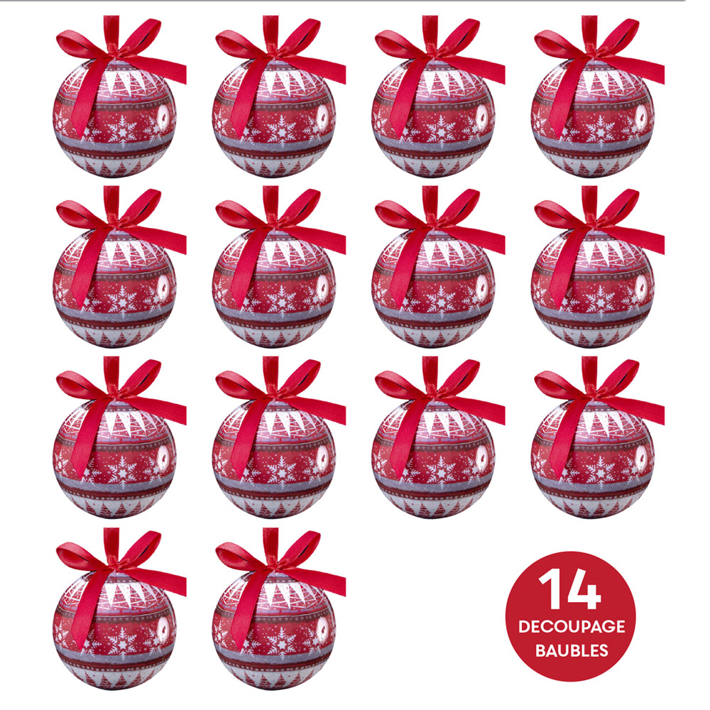 The Christmas Workshop Nordic Decoupage Bauble 14 Pack Image 8
