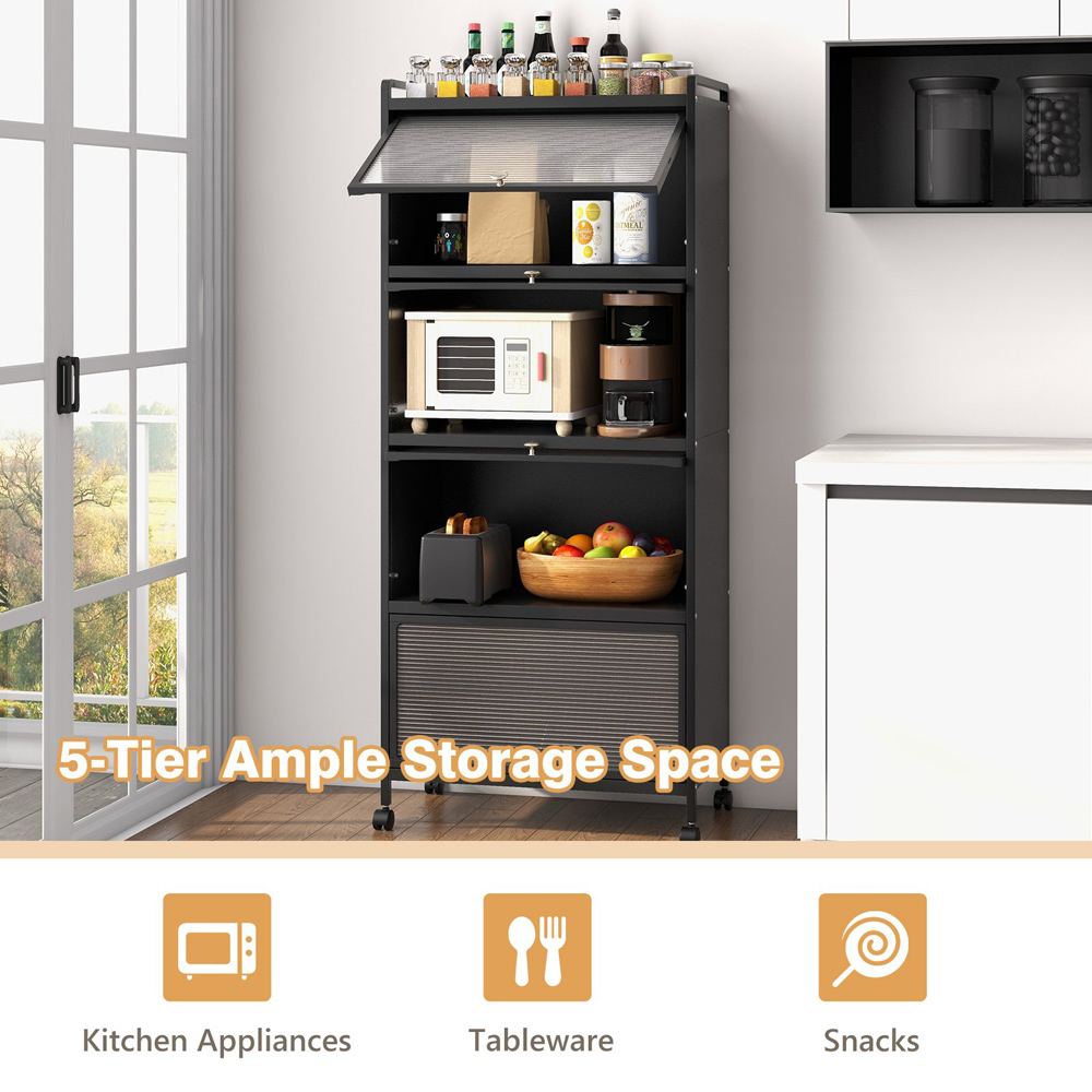 Costway 4 Shelf Black Kitchen Storage Rack Image 7