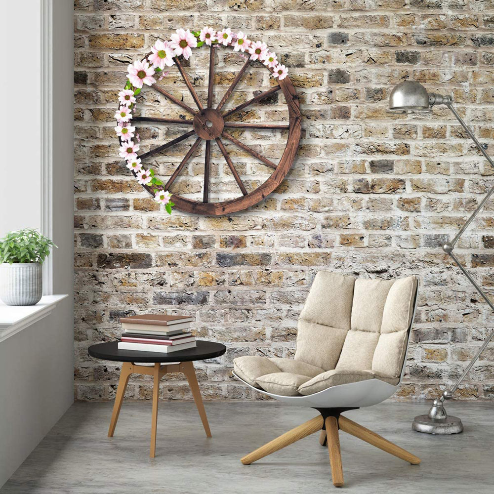 Costway Decorative Wooden Wheels 76cm Set of 2 Image 3