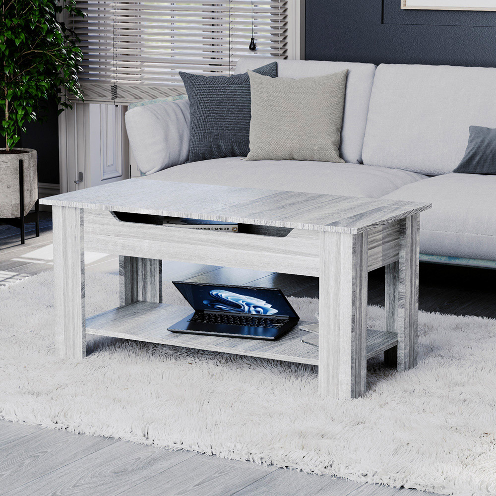 Vida Designs Grey Wood Lift Up Coffee Table Image 7