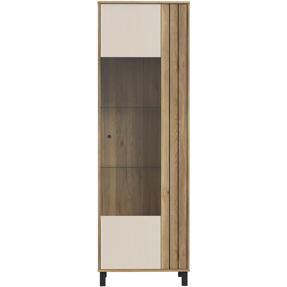 Florence Grafton Single Door Cream and Oak Glass Display Cabinet Image 3