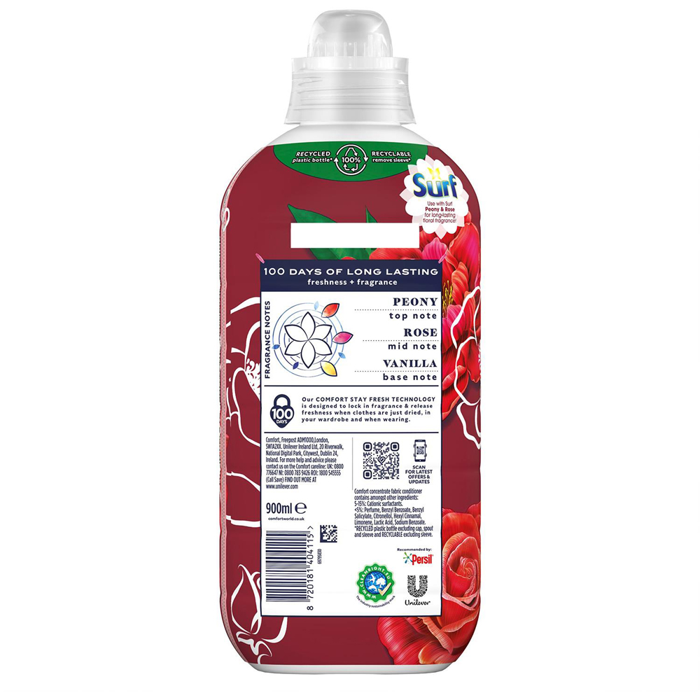 Comfort Creations Peony and Rose Lasting Fragrance Fabric Conditioner 30 Washes 900ml 2 Pack Image 4