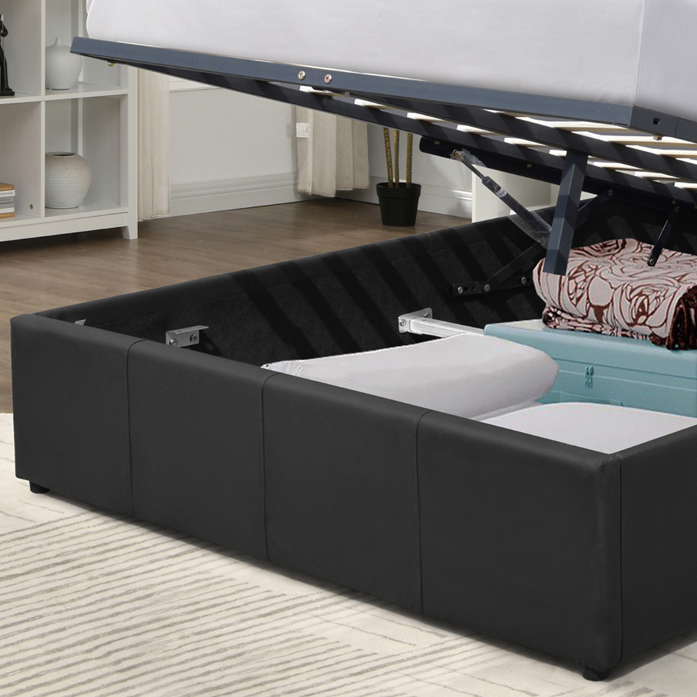 Comfy Living Double Black Faux Leather Ottoman Bed Frame with LED Image 6