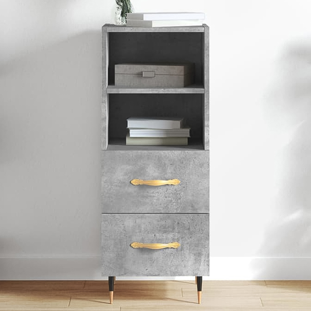 vidaXL 2 Drawer 2 Shelf Concrete Grey Sideboard Image 1