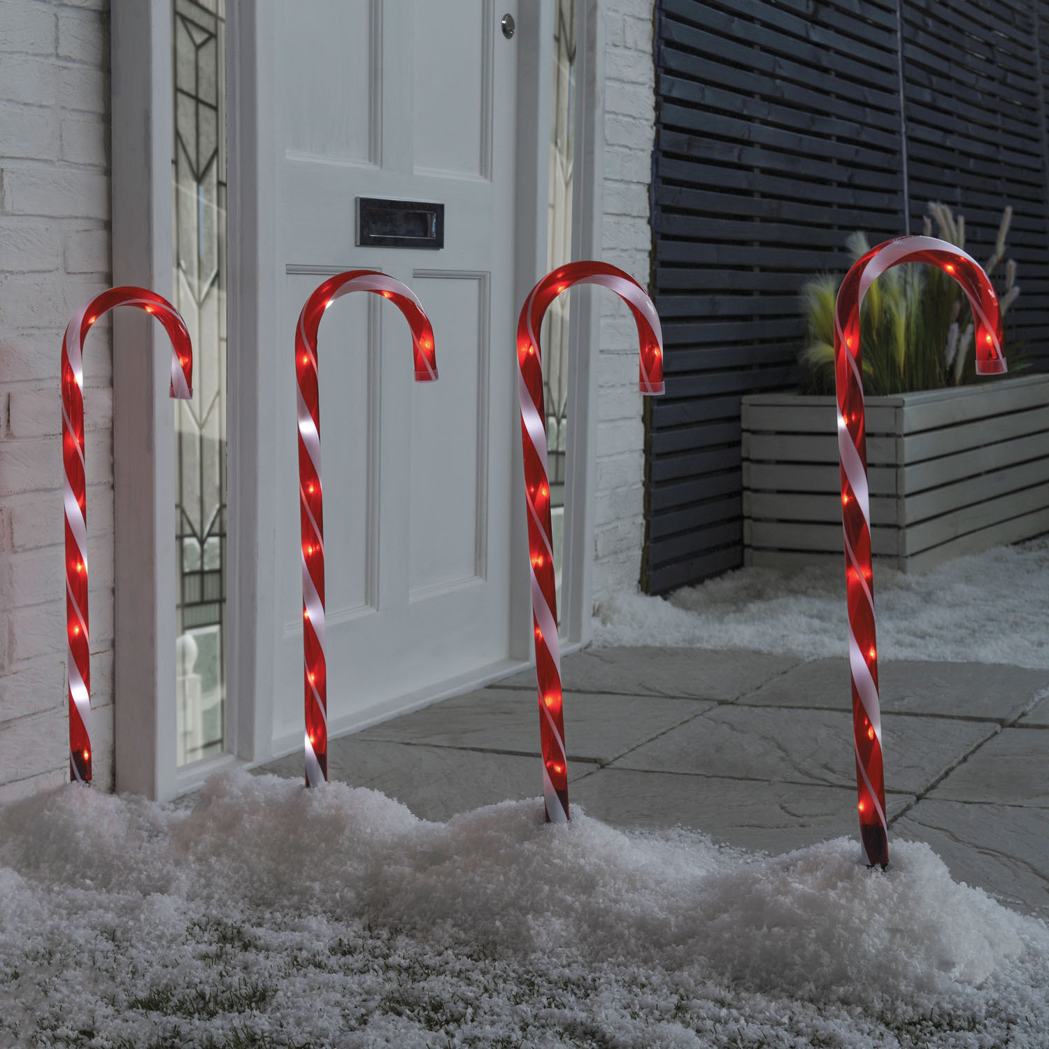 Set of 4 Candy Cane Lights - Red Image 1