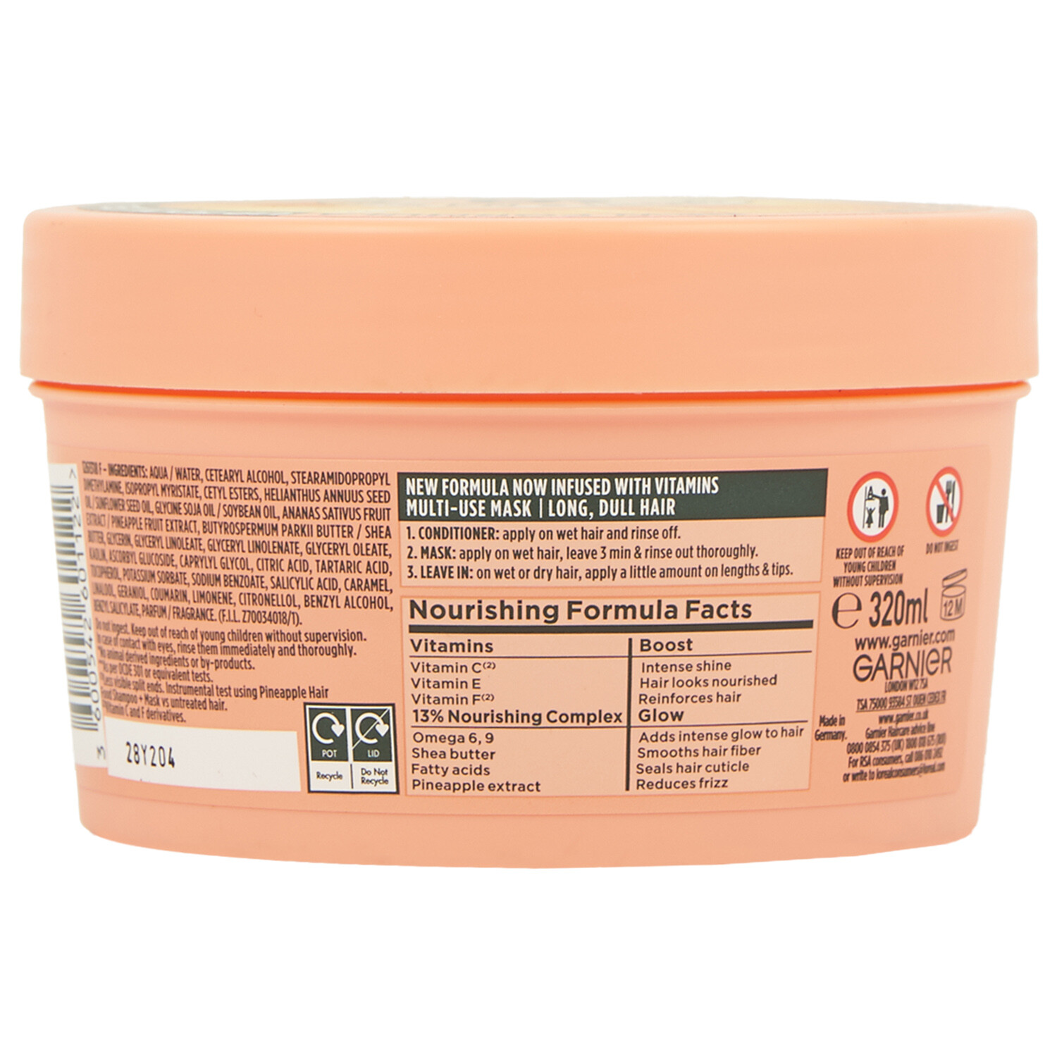 Garnier Hair Food Pineapple Mask 320ml - Orange Image 3