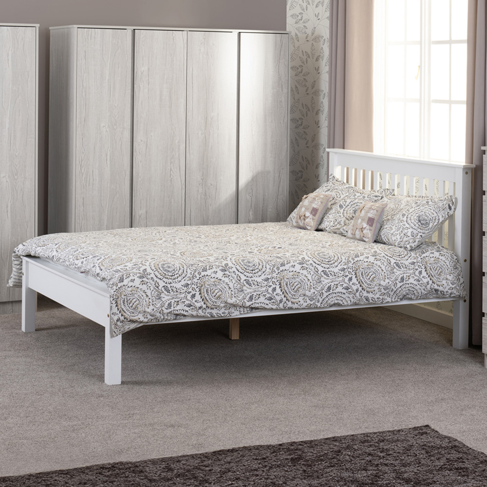 Seconique Monaco Small Double White Low End Bed Image 1